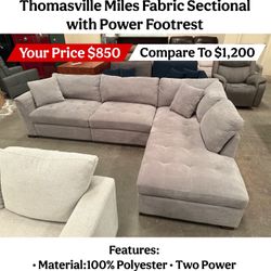 Thomasville Miles Fabric Sectional with Power Footrest