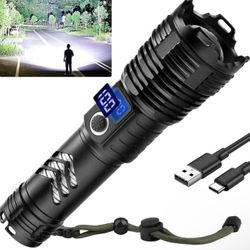 Flashlights High Lumens LED Rechargeable, 250,000 Lumen Brightest Flash Light, High Power Flashlight USB C with 5000 mAh Capacity, Waterproof Handheld