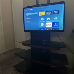 Roku Tv And Glass Three Tier Stand 