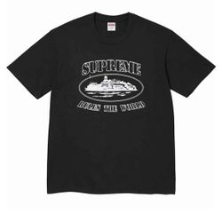 Supreme Black T-Shirt with ‘Supreme Rules The World’ Graphic