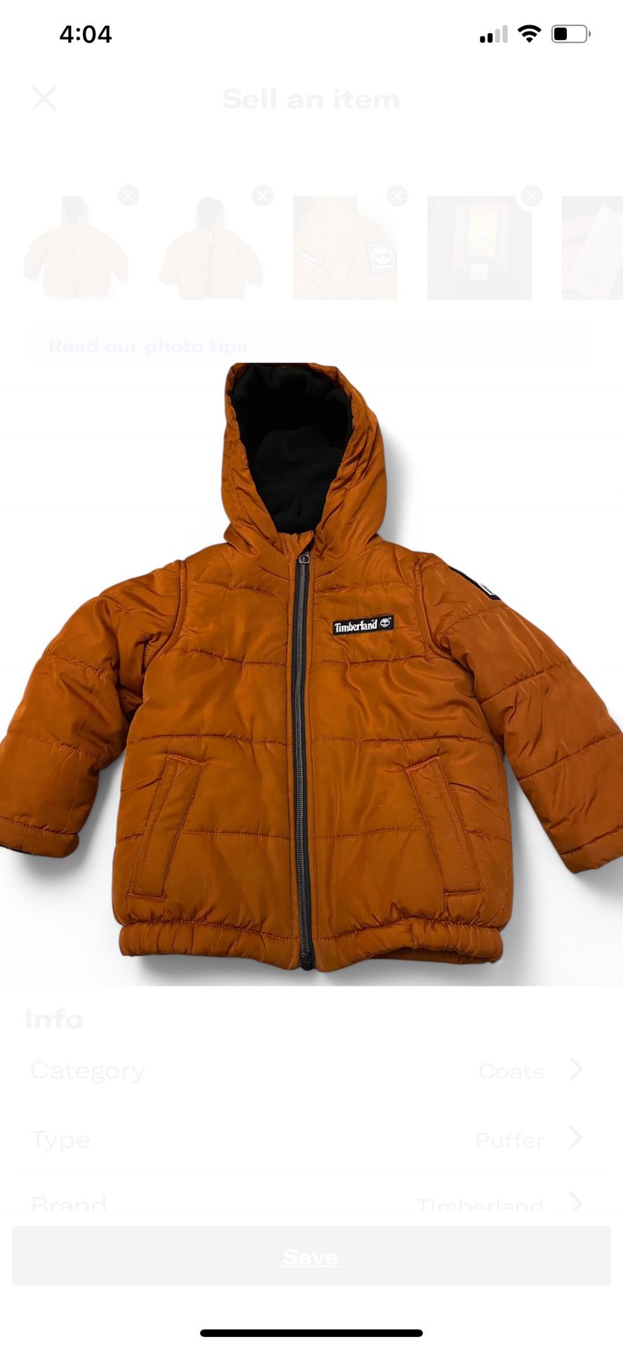 2T Timberland Puffer Jacket