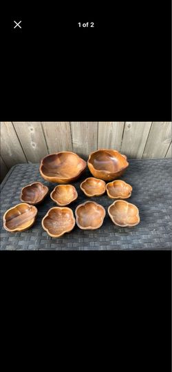 Vintage wooden monkey pod bowls