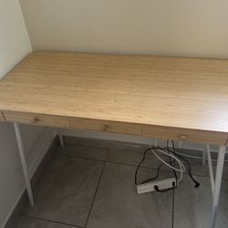Bamboo Desk With 3 Drawers 
