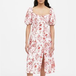 Brand new woman’s Banana Republic brand white and red colored puffed sleeve floral dress up for sale 