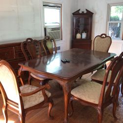 Dining room set As heavy wearing tear was a beautiful sec could be restored relatively easily