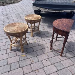 Wicker/bamboo Accent Tables. 