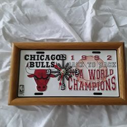 Vintage 1992 Chicago Bulls License Plate Clock