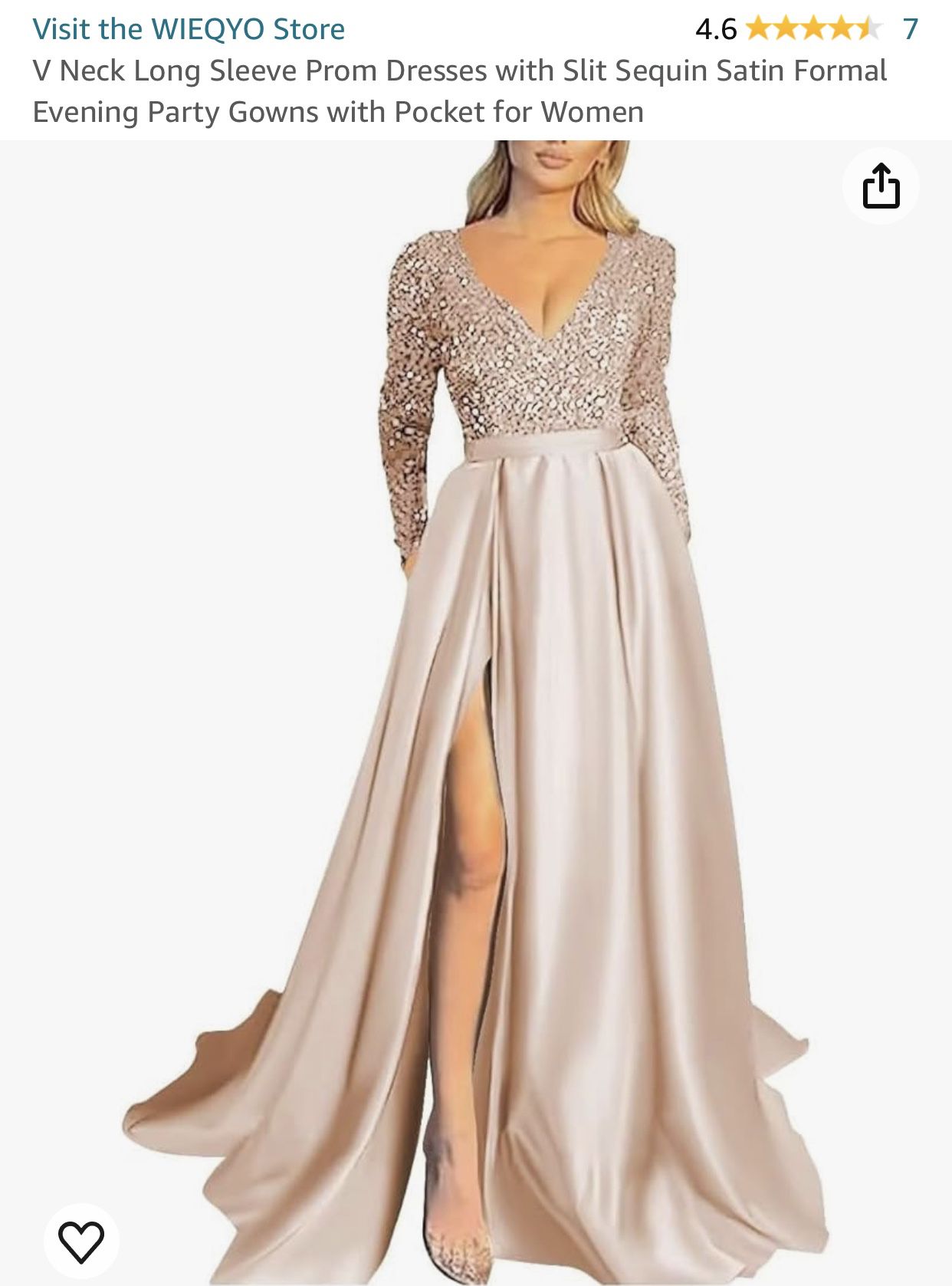 Size 16 V Neck Prom Dress w/Slit For Sale