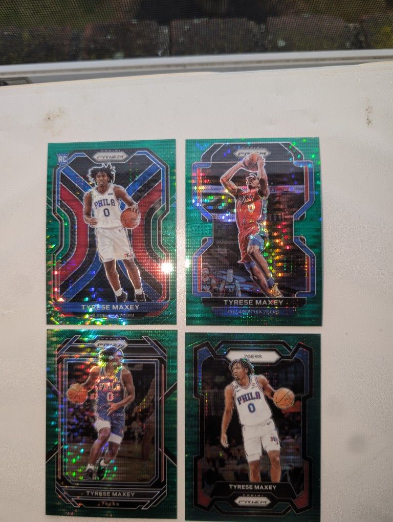 2020-21 RC through 2023-24 4th Year Panini Prizm Basketball Tyrese Maxey Green Pulsar Prizm /25 4 Cards 76ers Rookie - Set WOW, 🔥