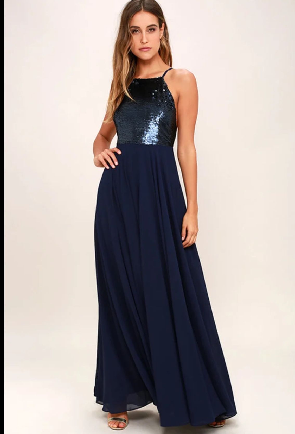 Matte Navy Blue Sequin Dress Size Medium