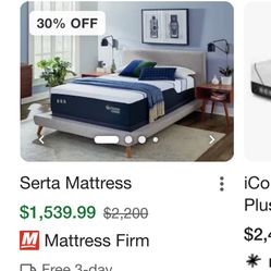 Serta - Queen Mattress Hybrid Plush Iseries 4000 + Prodigy PT Adjustable Base