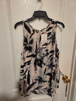 Floral Print Sleeveless BlouseSioni Women's Pink/Black Floral Cold Shoulder Round Neck Long Sleeve Blouse M