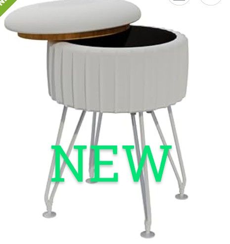 hundred horses white ottoman vanity four leg stool