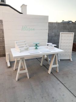 White Table and Backdrop Mini Donut Wall