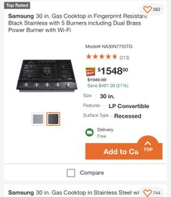 Samsung 30” Brand New Black Stainless Stell Cooktop For $200 Less