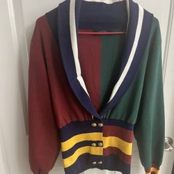 AKIRA BOARDWALK BADDIE V-NECK STRIPED SWEATER  