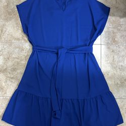 Vibrant Blue Dress with Belt