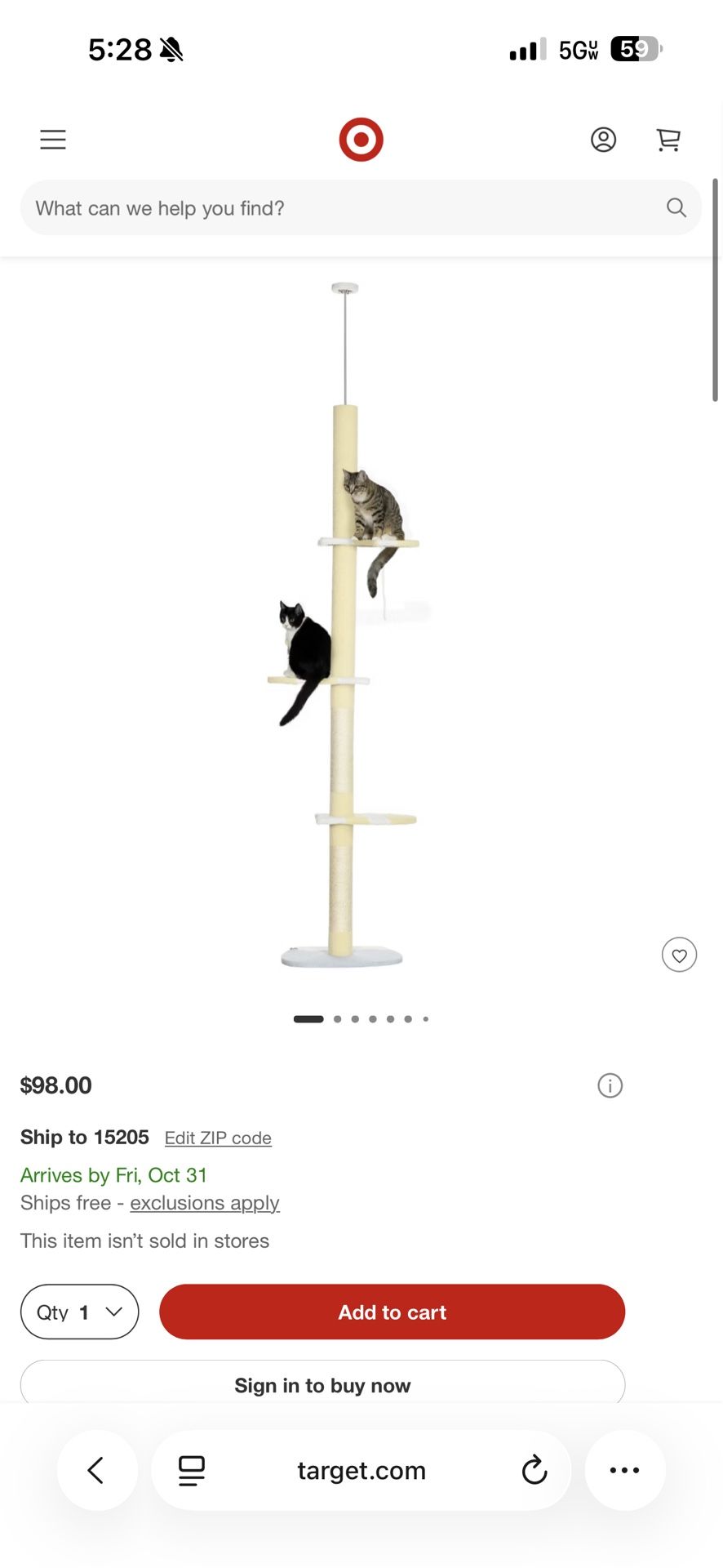 NEW “Multipet” 4-Tier Tall Cat Tower, Grey, Floor to Ceiling Cat Tree, Height Adjustable 87 - 107 Inch with Plush Platforms, Sisal Scratching Posts