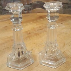 2 Decorative Glass Candle Holders 