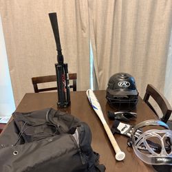Softball Gear Lot. Bat, Bag, Face mask, Helmet, Batting Gloves, Tee