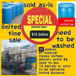 Plastic  BarrelsLimited. Time Sale  $10 See Description Please 