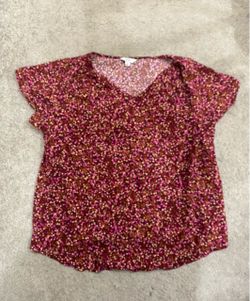 Women's Croft & Barrow Short Sleeve Floral Print V-Neck Top size 1X