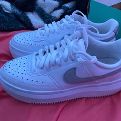 Platform Air Force 1s Grey Swoosh Size 8 Gain .2 Inches Taller for