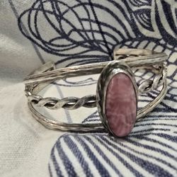 Rhodochrosite Gemstone Bangle 925 Sterling Silver Handmade Bangle 