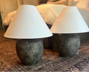 Two table lamps with shades