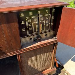 Antique Record Player And Radio 