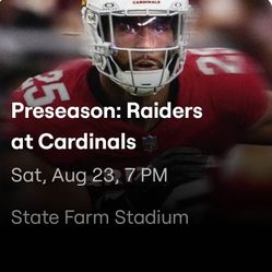 Las Vegas Raiders vs  Arizona Cardinals 2 Lower Level Aisle Seats With Pass