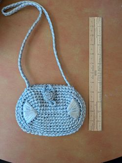 Ice blue raffia hand-crocheted handbag