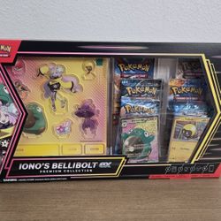 For Sale:
Brand New in Box Pokemon Trading Card Game TCG Iono’s Bellibolt EX Premium Collection