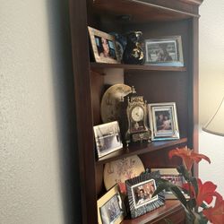 Corner Shelving And Cabinet With Lighting Cherry Wood