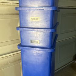 Uline - Thin Trash Can - 23 Gallon - Blue