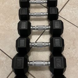 Set Dumbells 100lbs  Hexagonal Rubber 5/10/15/20 2 EACH Brand New in Box 📦  
