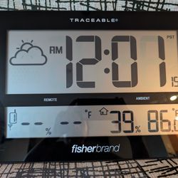 Fisherbrand GIANT DIGITS Radio Atomic Traceable Clock w/ Temperature & Humidity
