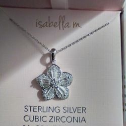 Sterling Silver Flower  Necklace 