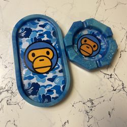 Blue Baby Ape Camo Ashtray & Pocket Tray Set 