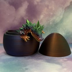 3D Printed Dragon Egg With 3D Printed Rainbow Crystal Dragon