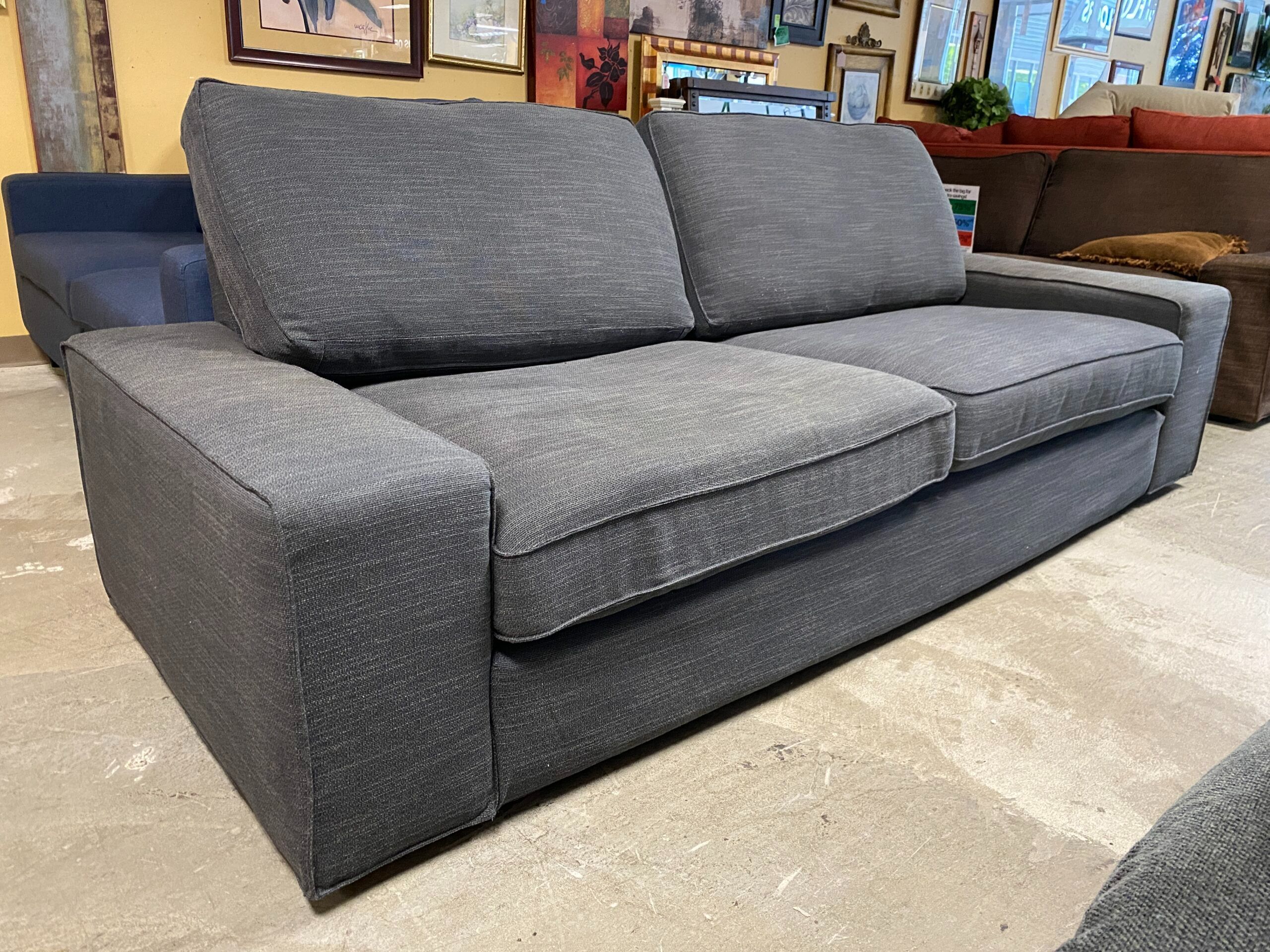 Plush Grey Loveseat w/ Wide Arms