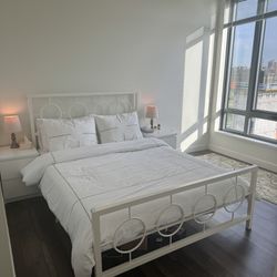 White Bed Frame + Mattress
