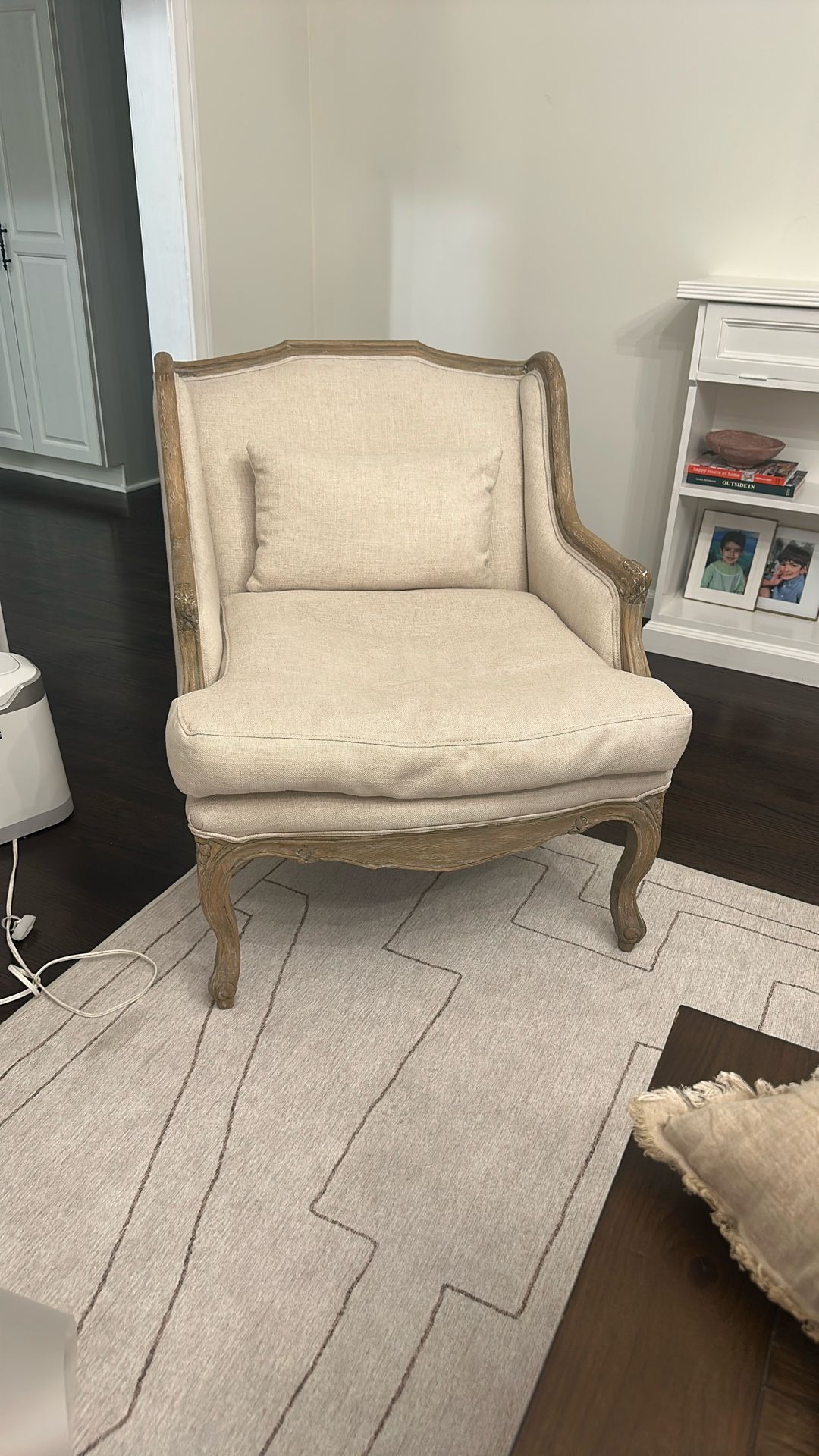 Cream Linen Side Arm Chairs