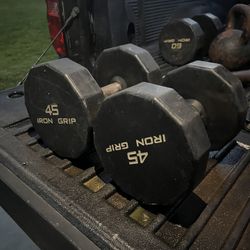 45lbs dumbbell rubber coated set