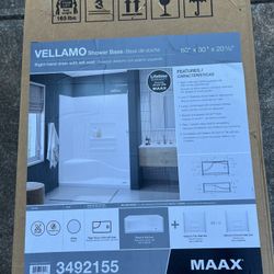 MAAX Vellamo 31.25in x 60in Shower Pan Base with Integrated Seat
