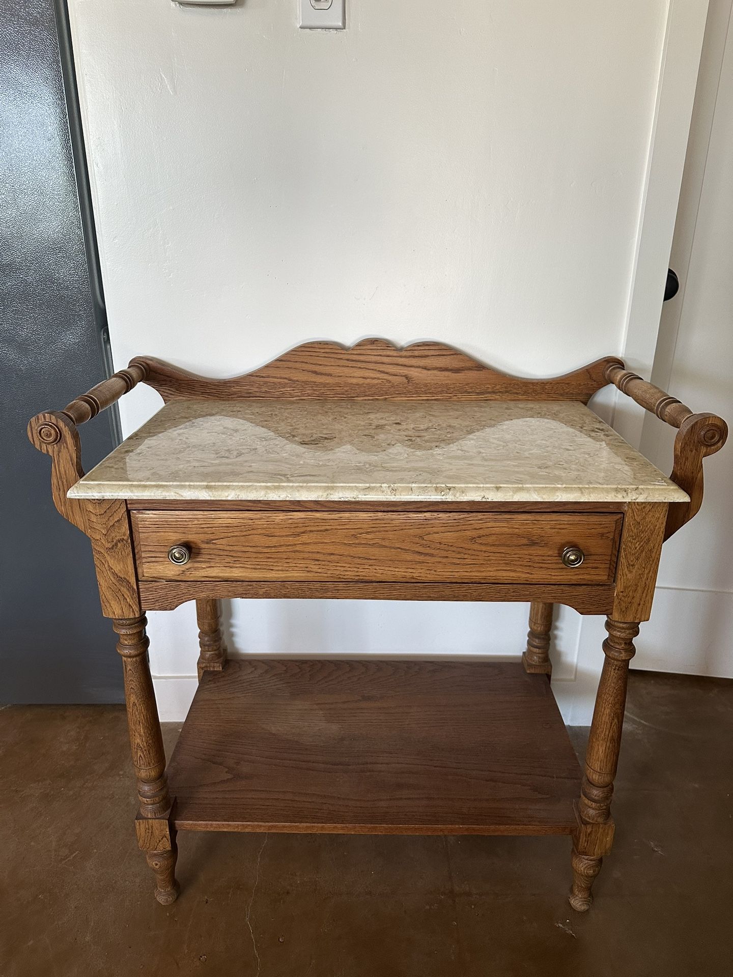 Solid Wood And Marble Table