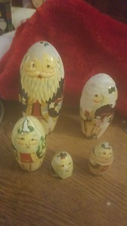 Antique Santa nesting dolls hand-painted