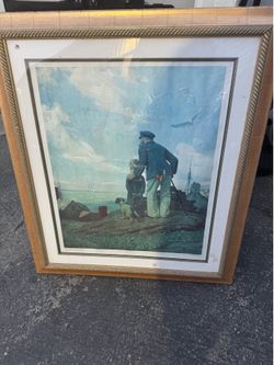 Norman Rockwell sign print 25“ x 30“. The frame is a bit bigger. Norman Rockwell sign print 25” x 30”. The frame is a bit bigger.