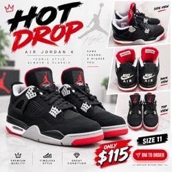 Air Jordan 4 Bred Sneakers Size 11