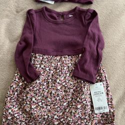 NWT Baby Girl Printed Dress With Bow